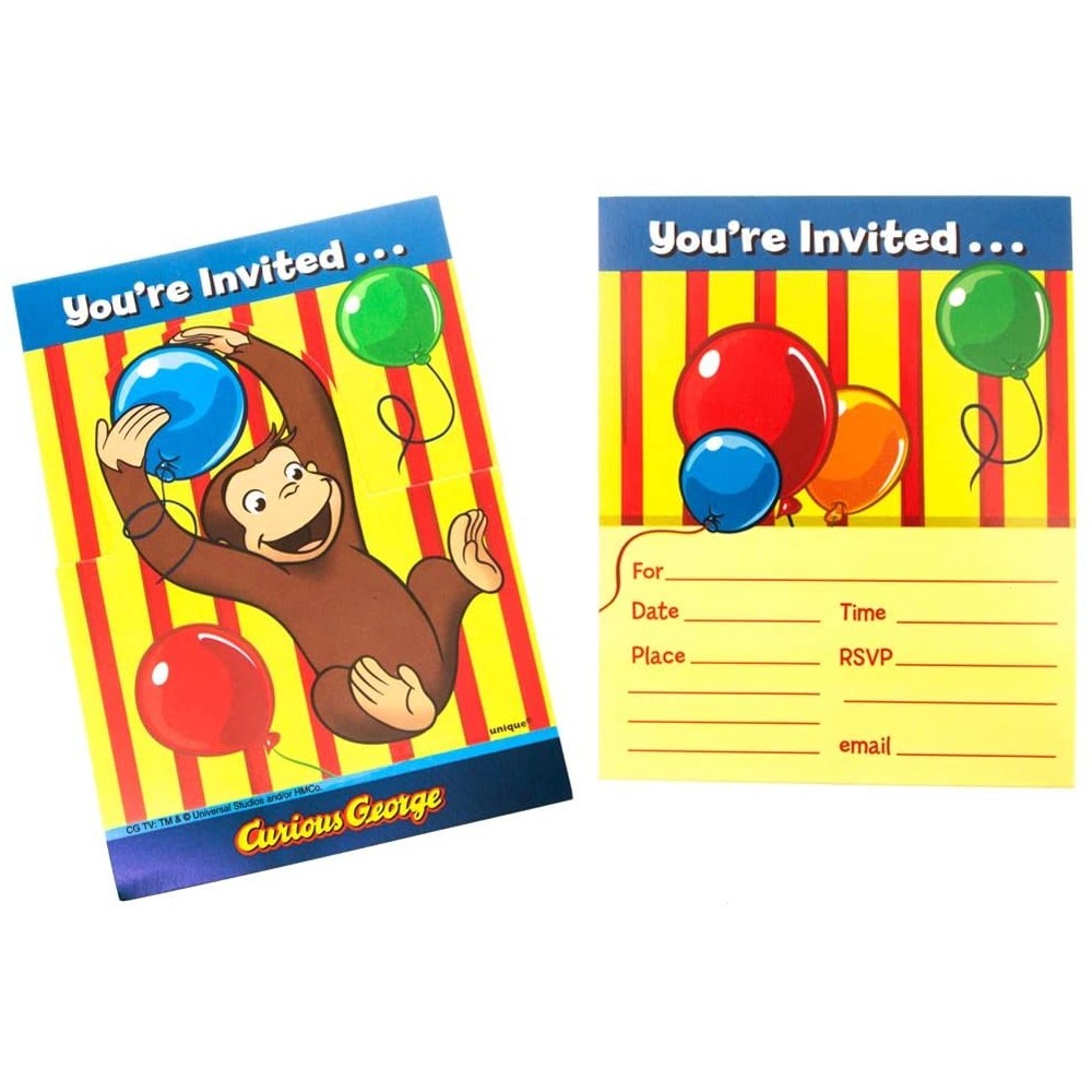 Set da 8 Inviti per festa di Curioso come George, per feste