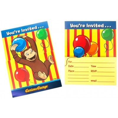 Set da 8 Inviti per festa di Curioso come George, per feste