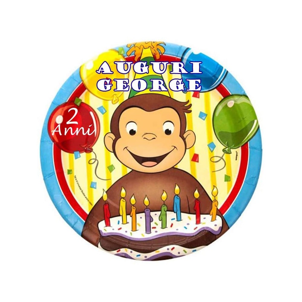 Cialda di Curioso come George personalizzabile, per torte