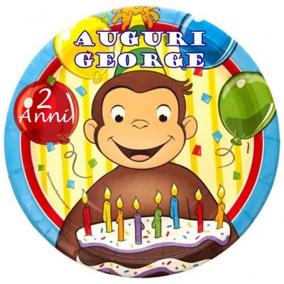 Cialda di Curioso come George personalizzabile, per torte