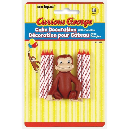 Set da 6 candeline Curioso come George, cake toper in PVC