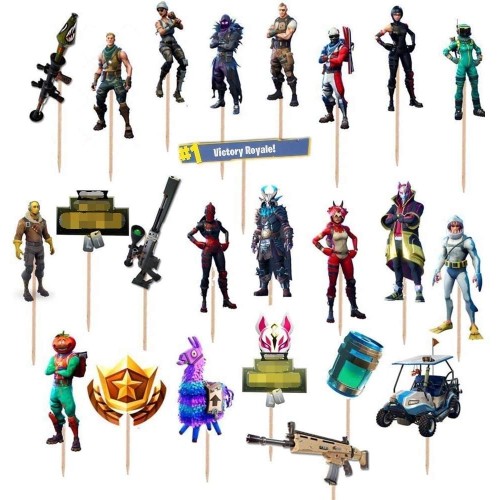 kit da 24 Cake topper personaggi Fortnite, Epic Game, da 16 cm