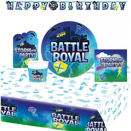 Kit festa per 8 bambini tema Fortnite, Epic Game, addobbi e decorazioni