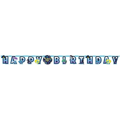 Festone Fortnite, Happy Birthday, in cartoncino e PVC