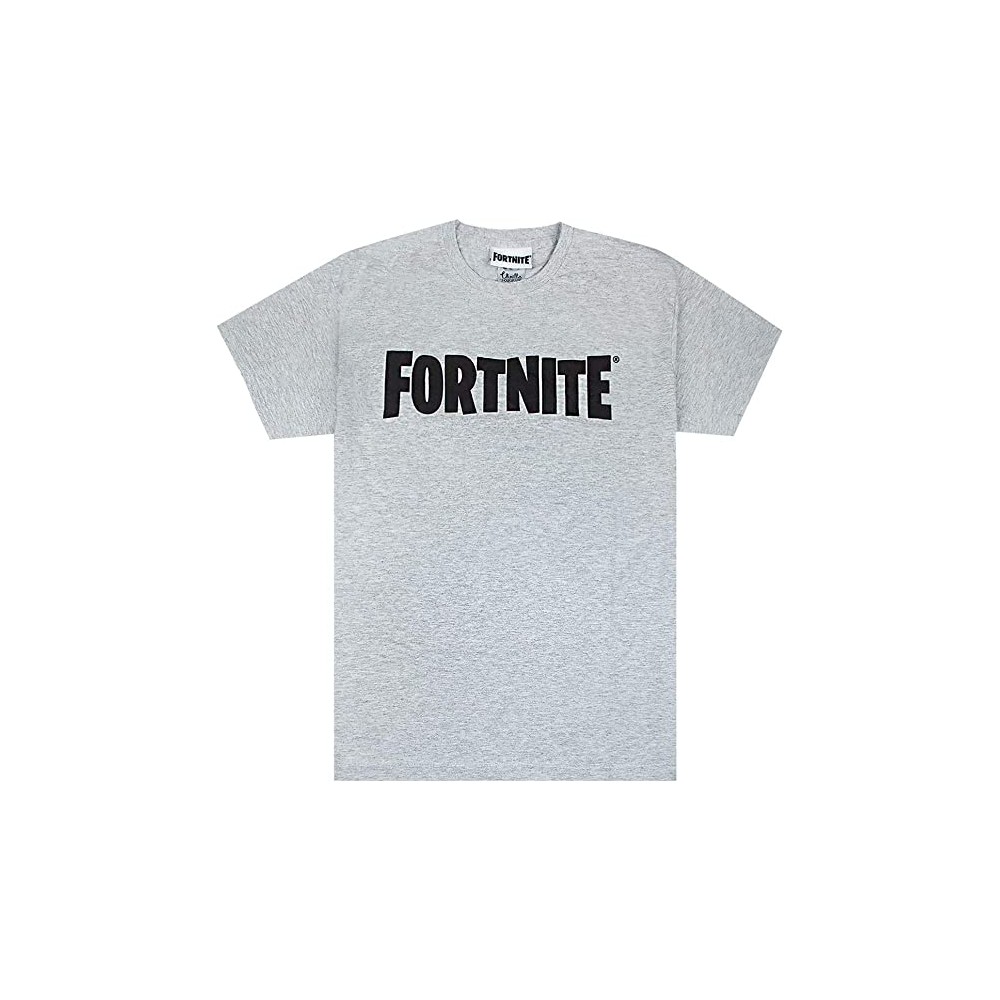 T-shirt Fortnite grigia, maniche corte, logo nero