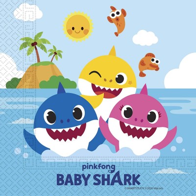 Conf. 20 Tovaglioli di Baby Shark, per feste compleanno bambini