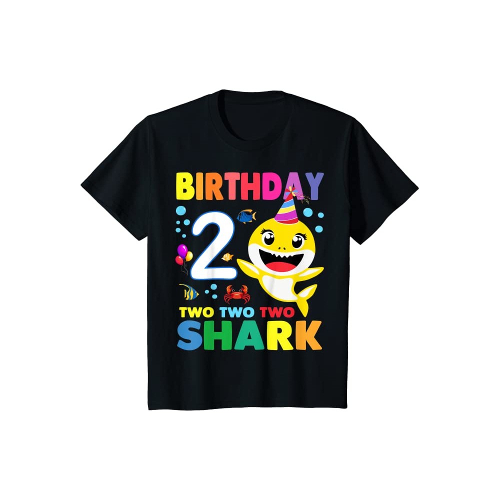 Maglietta Baby Shark per bambini, compleanno 2 anni, colore nero