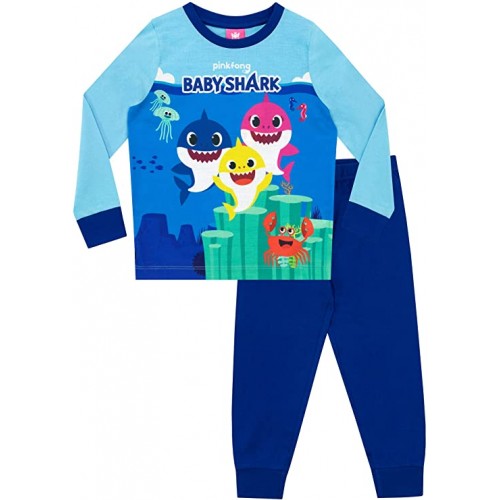 Pigiama Baby Shark Blu, maniche lunghe, per bambini, idea regalo