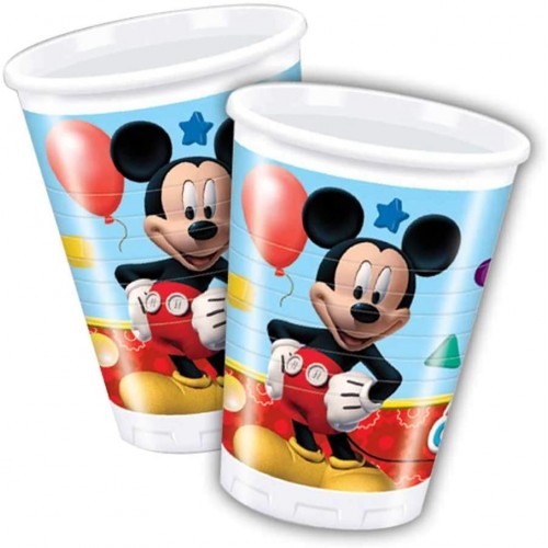 Conf. da 8 Bicchieri Topolino Club House Disney, per feste di compleanno