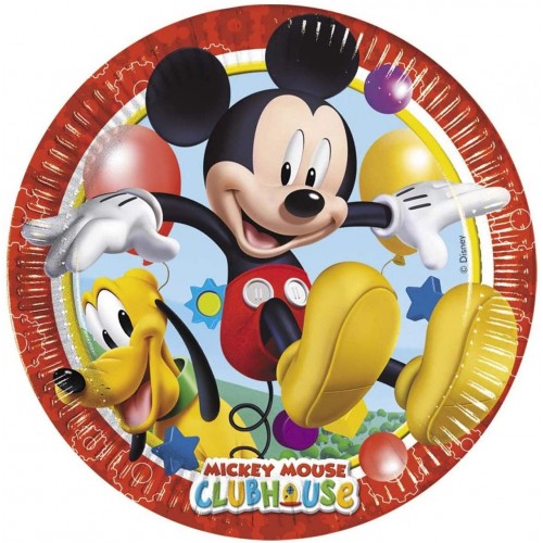 Conf. da 8 piatti di carta Topolino Disney, da 20 cm, per feste compleanno