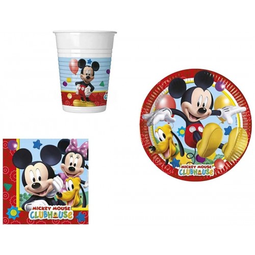 Kit compleanno 8 bambini tema Topolino Mickey Mouse, completo