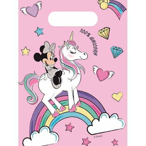 Set di 6 Sacchetti Minnie Mouse Unicorno Disney, accessorio feste