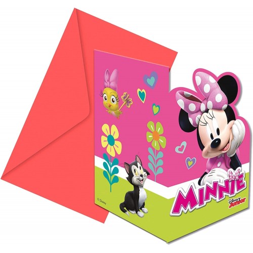 Set da 12 Inviti Compleanno Minnie con buste, in cartoncino, personalizzabili