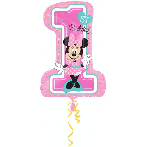 Palloncino 1° compleanno Minnie Mouse da 48 x 71 cm