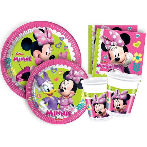 Kit compleanno 24 persone Minnie Mouse, coordinato tavola