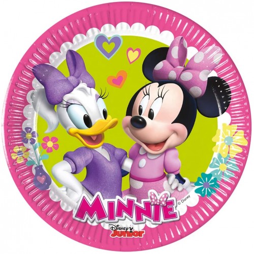 Conf. da 8 piattini Minnie Mouse da 20 cm, per compleanni