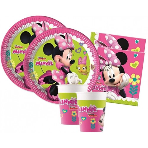 Kit compleanno Minnie Mouse per 80 invitati, con stoviglie usa e getta
