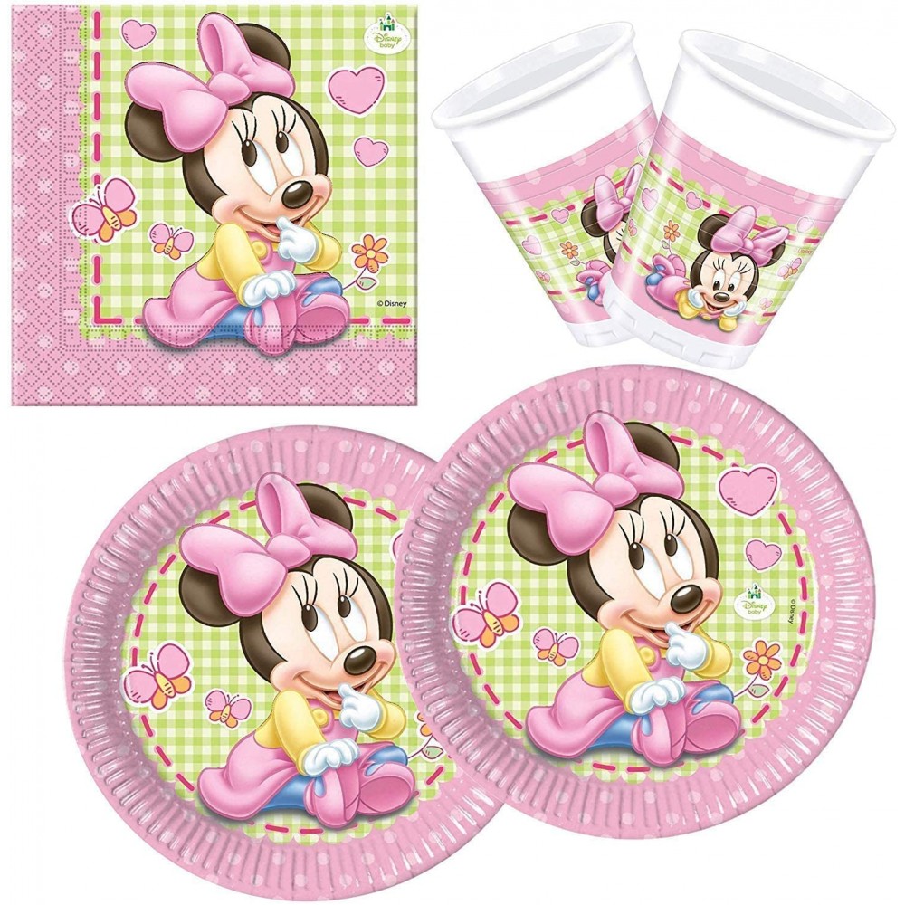 Kit compleanno 8 bambini Minnie Baby Disney, coordinato tavola