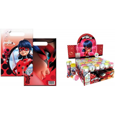 Set regalini fine festa di Ladybug Miraculus, bolle e bustine