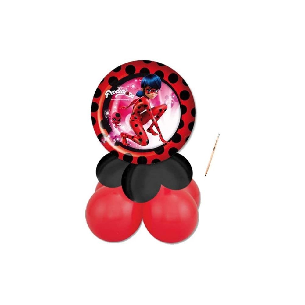 Centrotavola di Palloncini Ladybug Miraculous, con mini shape tondo