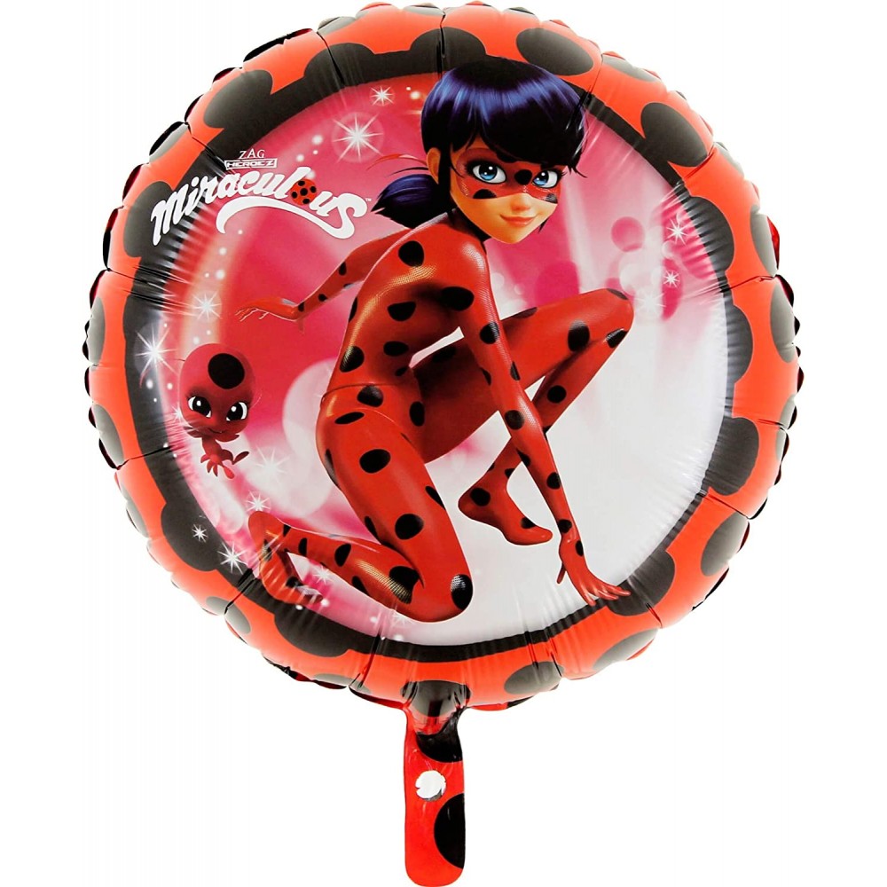 Pallone Foil da 45 cm di Miraculus Lady Bug, tondo, per compleanni