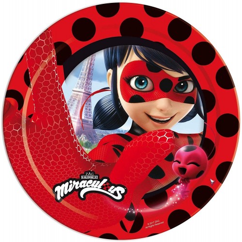 Kit da 8 piatti di Ladybug in cartoncino, da 23 cm, per compleanni