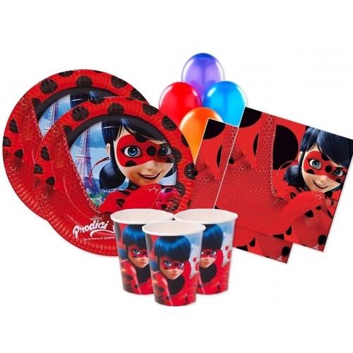 Kit compleanno Ladybug per 8 bambini, coordinato tavola