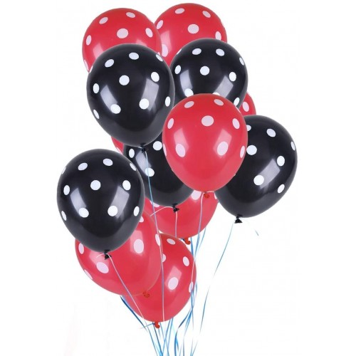 Set da 50 palloncini a Pois da 12 pollici, nero e rossi, festa Ladybug
