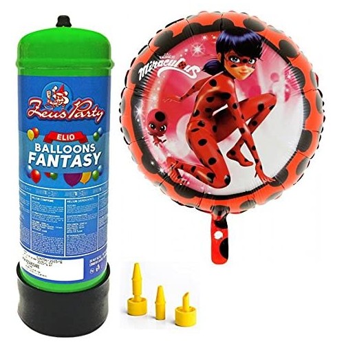 Set con Bombola Gas Elio e Palloncino Ladybug da 45 cm, per compleanni