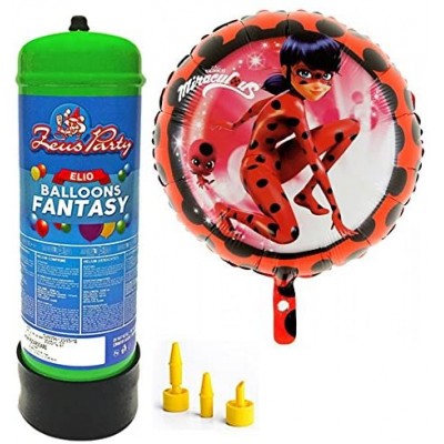 Set con Bombola Gas Elio e Palloncino Ladybug da 45 cm, per compleanni