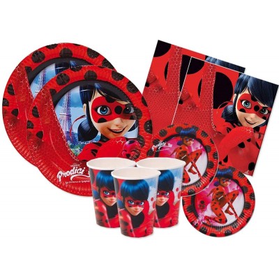 Kit compleanno 8 persone LadyBug Miraculous, accessori per feste