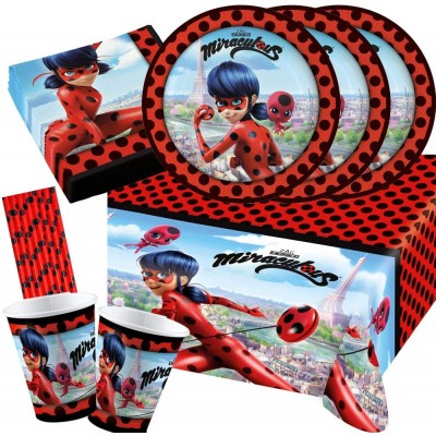 Kit festa con 45 articoli di LadyBug, 8 invitati, festa Miraculous