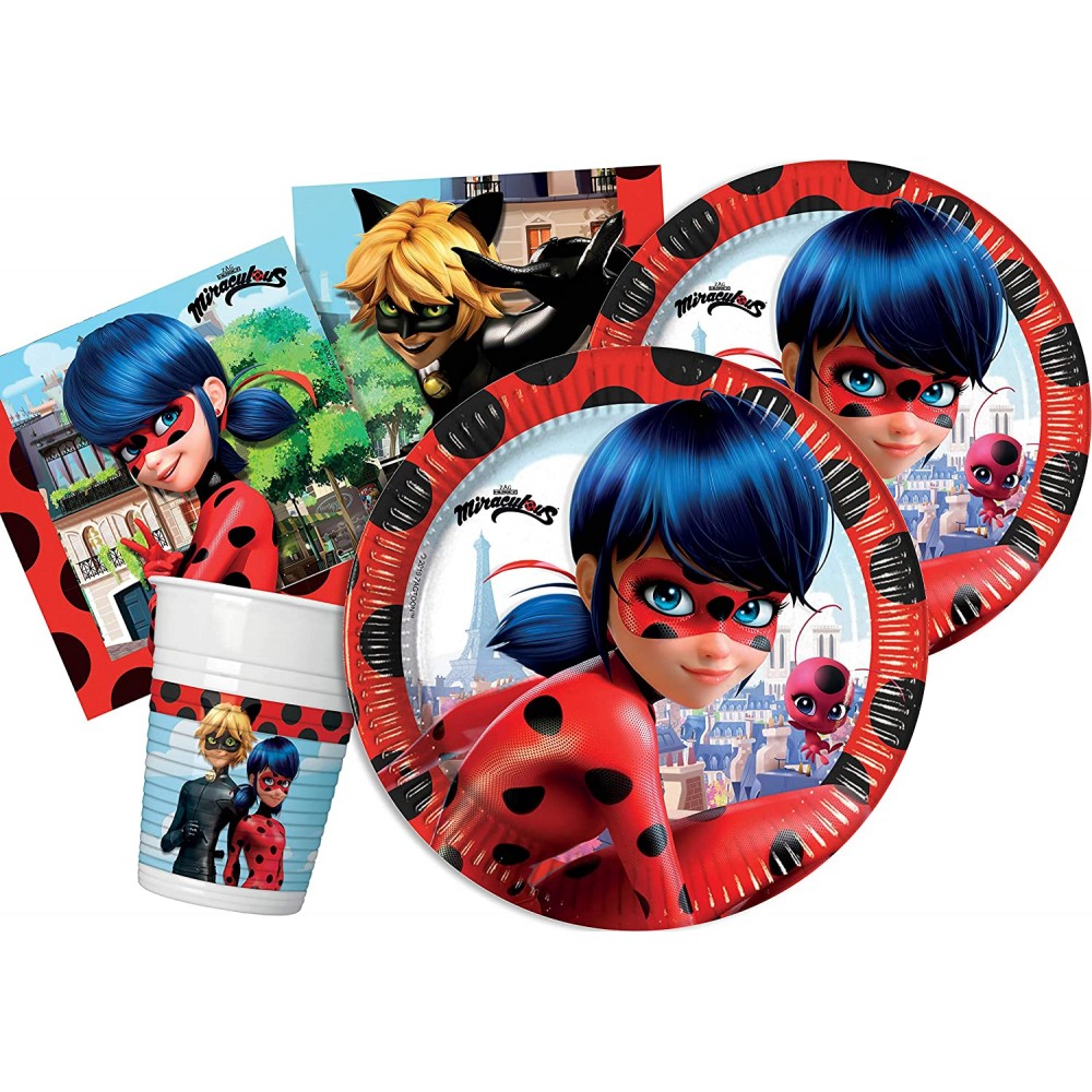 Kit per 24 persone tema LadyBug, accessori da tavola per feste