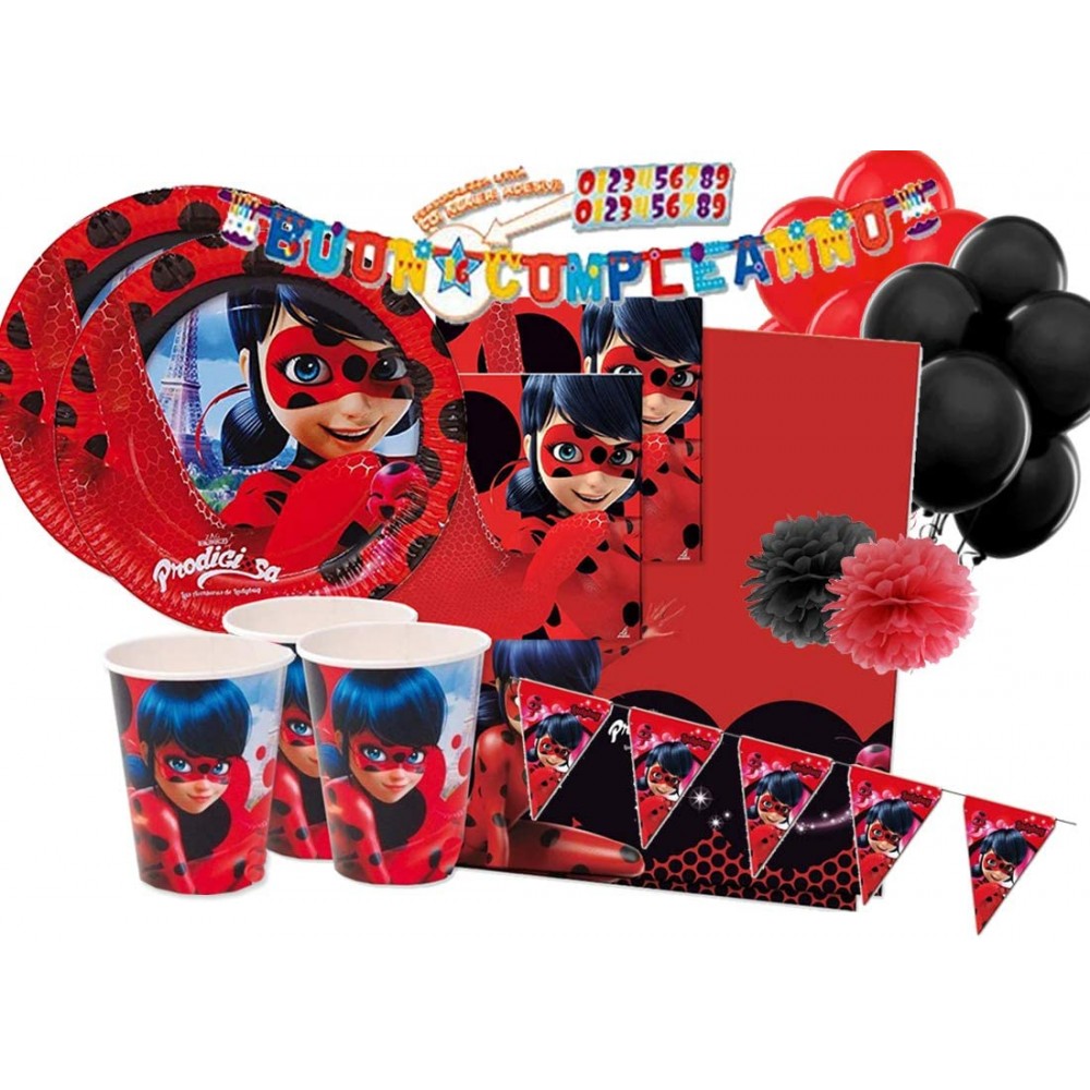 Kit 16 persone festa Ladybug Prodigiosa, completo tavola usa e getta