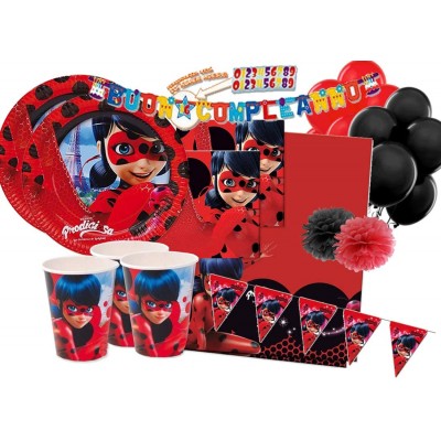 Kit 16 persone festa Ladybug Prodigiosa, completo tavola usa e getta