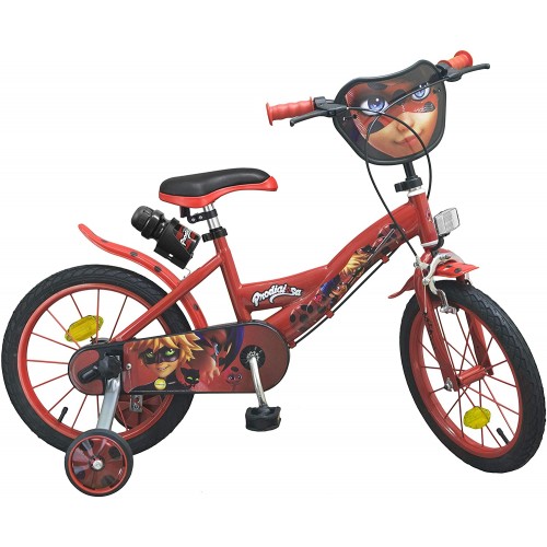 Bicicletta Ladybug per ragazze, con rotelle removibili