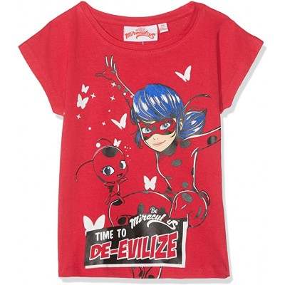 T-Shirt Ladybug per bambine, colore rosso, amica corta - Miraculous