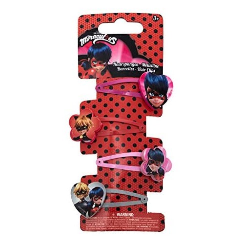 Kit da 4 Fermacapelli di Ladybug, per bambine, idea regalo