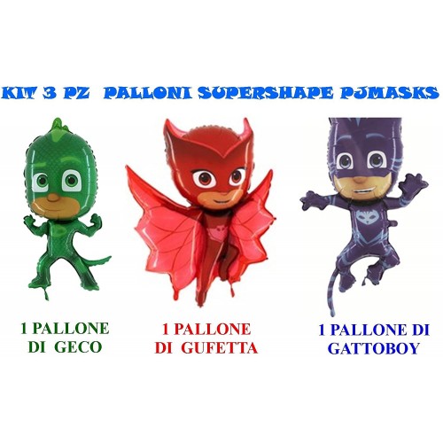 Palloncino supershape dei Super Pigiamini, 3 pezzi