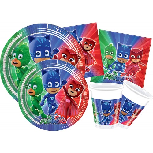 Kit compleanno 44 articoli - PJ Masks, per 8 bambini