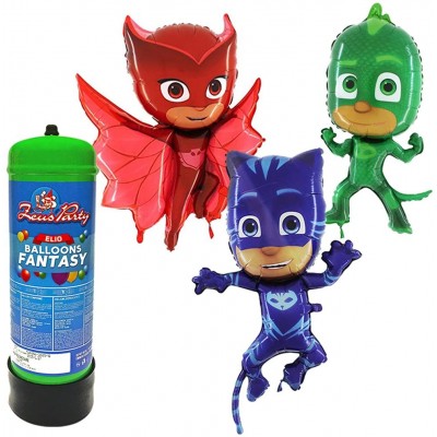 Kit bombola Gas Elio da 2,2 Litri con 3 Palloncini Pj Masks, in alluminio