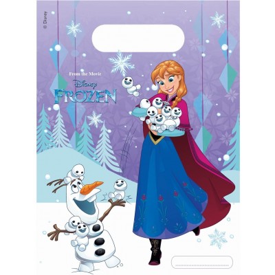 Set da 6 sacchetti Frozen in PVC, accessori per feste di compleanno Disney