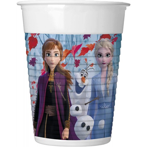 Confezione da 8 bicchieri Frozen Disney, di plastica, da 200 ml