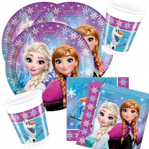 Kit festa Frozen per 8 bambini - Disney, 36 articoli usa e getta