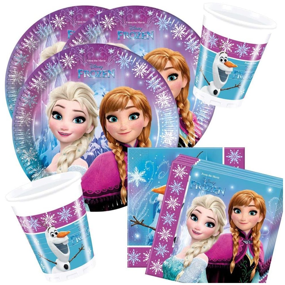 Kit festa Frozen per 8 bambini - Disney, 36 articoli usa e getta