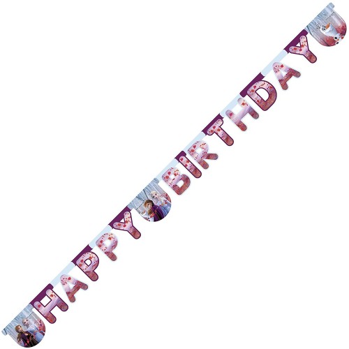 Ghirlanda con lettere Frozen 2 scritta Happy Birthday da 2 metri