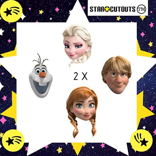 Set da 8 maschere personaggi Frozen Disney, in cartoncino, per feste