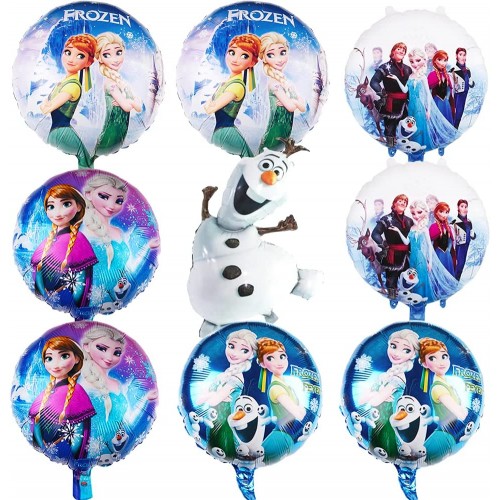 Kit con 9 palloncini Frozen, tondi, in alluminio, per compleanno