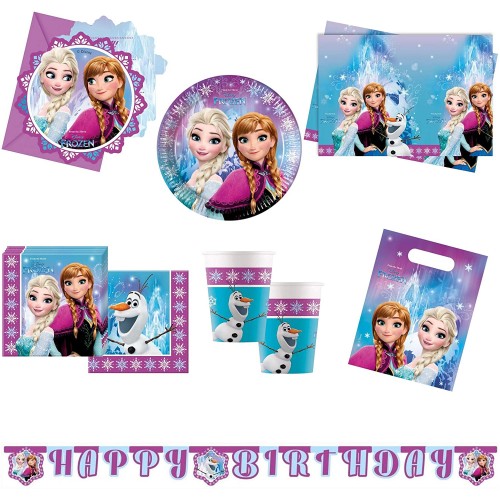 Kit tavola Frozen per 8 bambini, 52 articoli Disney originali