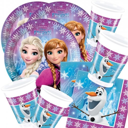 Kit compleanno Frozen per 16 bambini, stoviglie in cartoncino, Disney